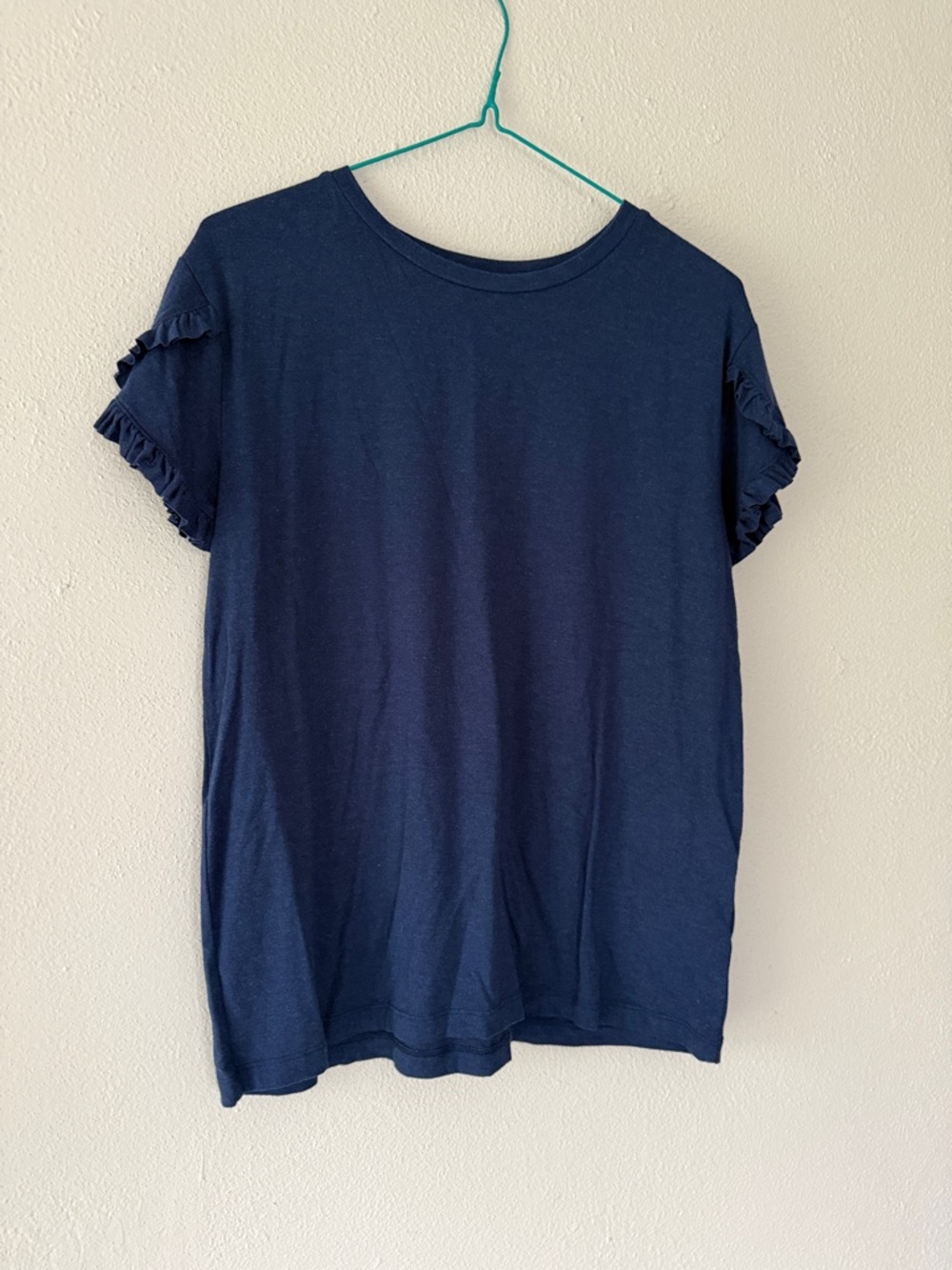 Boden Girl’s Navy Ruffle Sleeve Tee, size 13